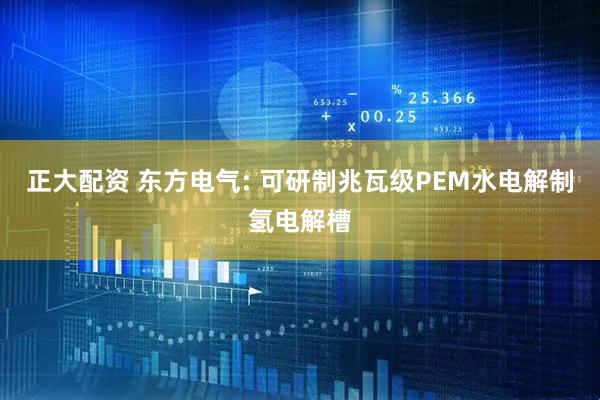 正大配资 东方电气: 可研制兆瓦级PEM水电解制氢电解槽